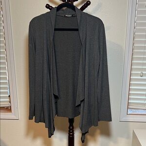 Elegant Charcoal Grey Open Front Cardigan